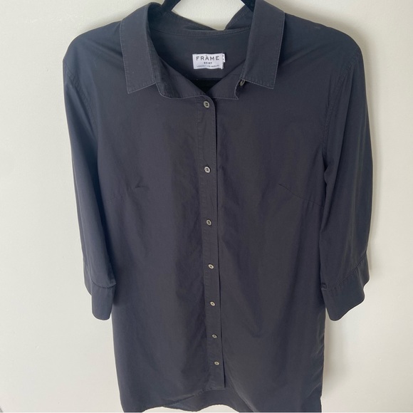 FRAME Le Poplin Shirt Dress in Black size Large - Picture 7 of 9